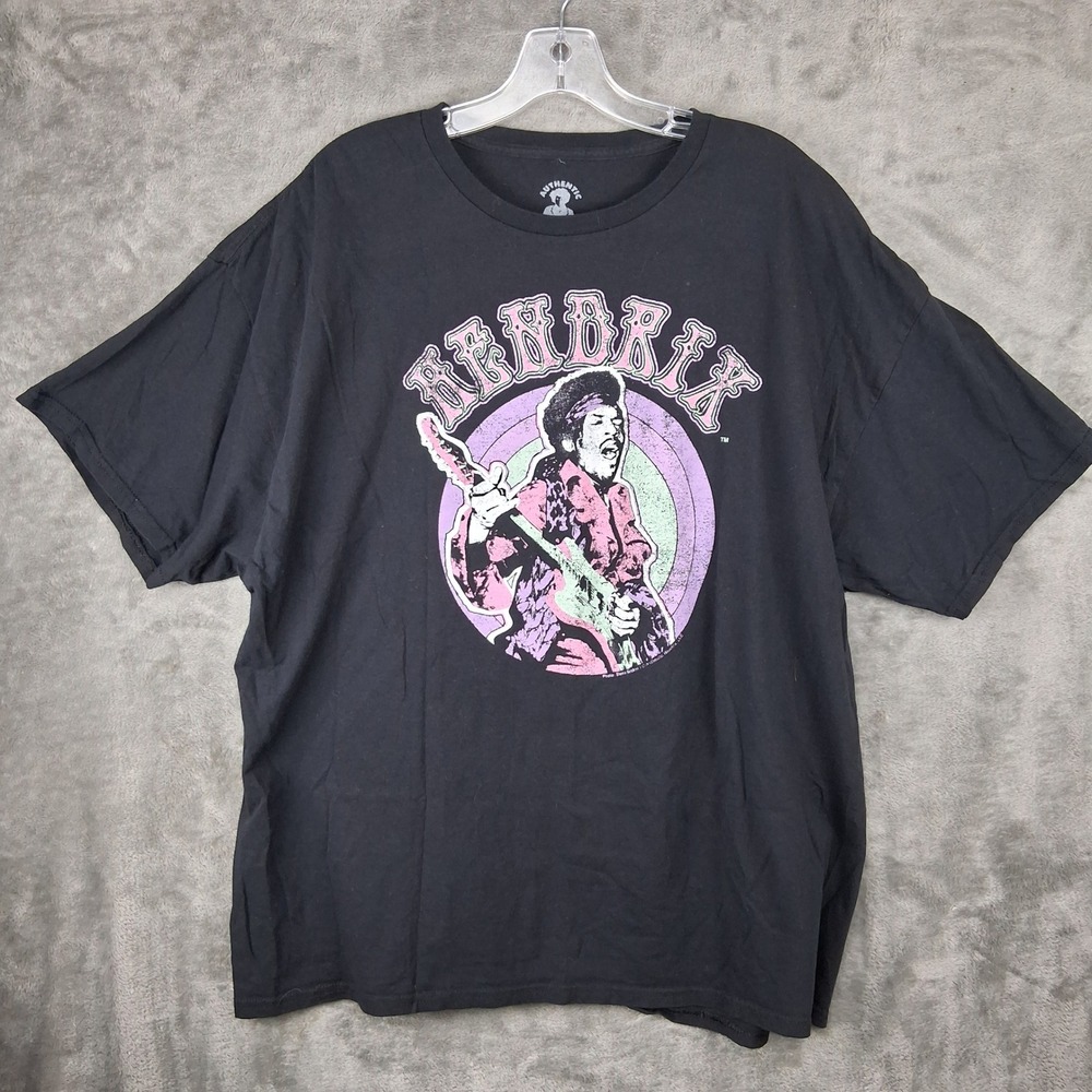 Authentic Hendrix Jimi Hendrix Graphic T-Shirt Mens 2XL Black Short Sleeve Tee